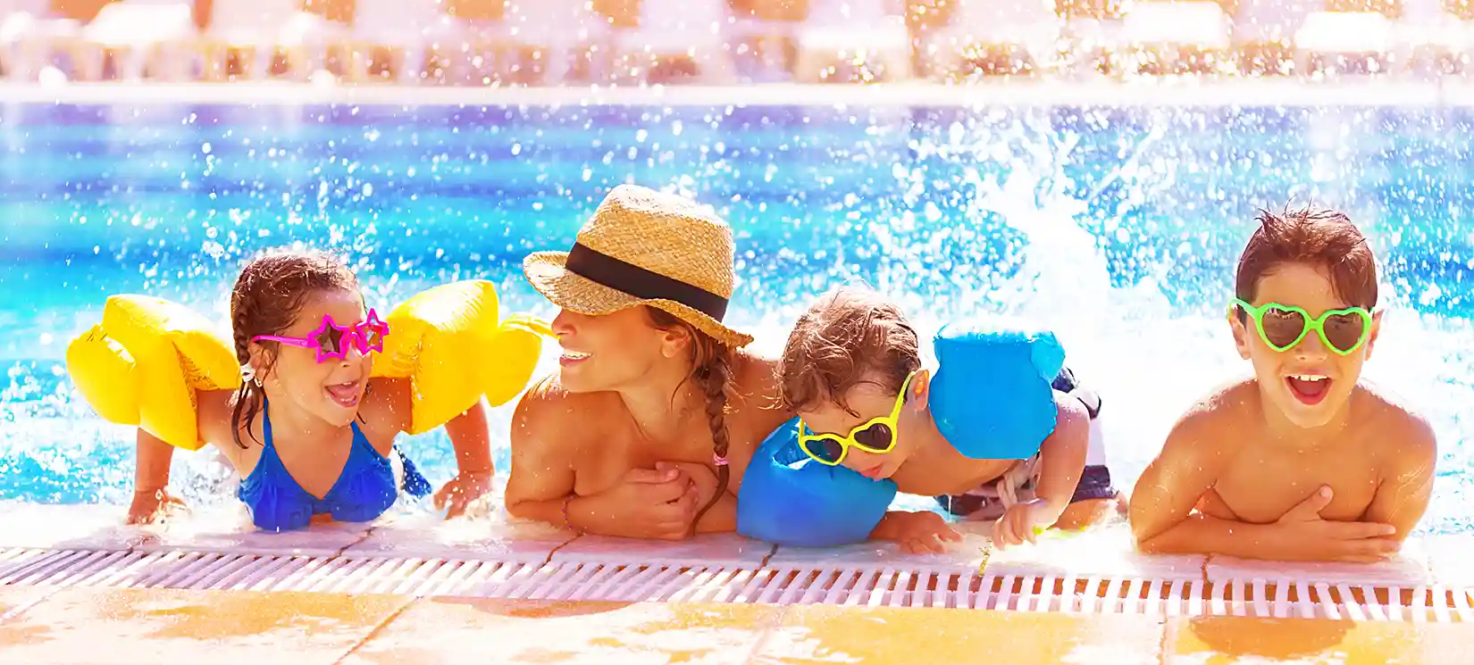 Center Slider Family Enjoying Resort Pool Amenity Center Seminole Palmscenter